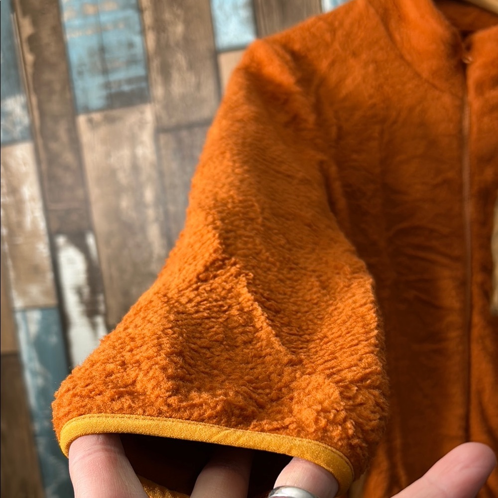 Orange Fleece fuzzy zip Jacket with Pockets - Picture 7 of 16